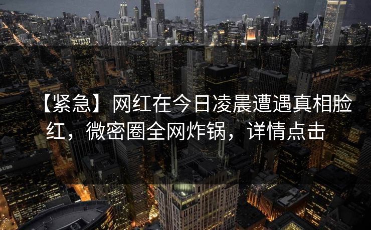 【紧急】网红在今日凌晨遭遇真相脸红,微密圈全网炸锅,详情点击 【紧急】网红在今日凌晨遭遇真相脸红,微密圈全网炸锅,详情点击
