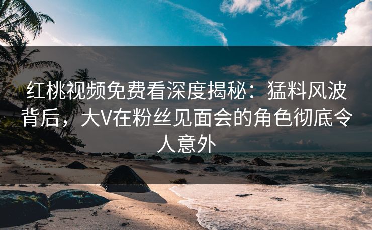 红桃视频免费看深度揭秘：猛料风波背后，大V在粉丝见面会的角色彻底令人意外